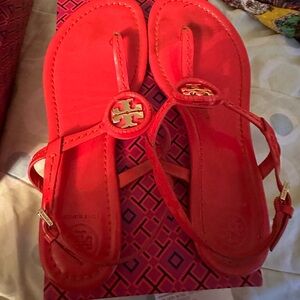 Patent leather tory burch samba sandals worn just a few times